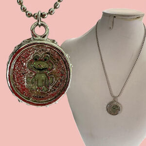 90s Frog Glitter Pendant – Ball Chain Necklace